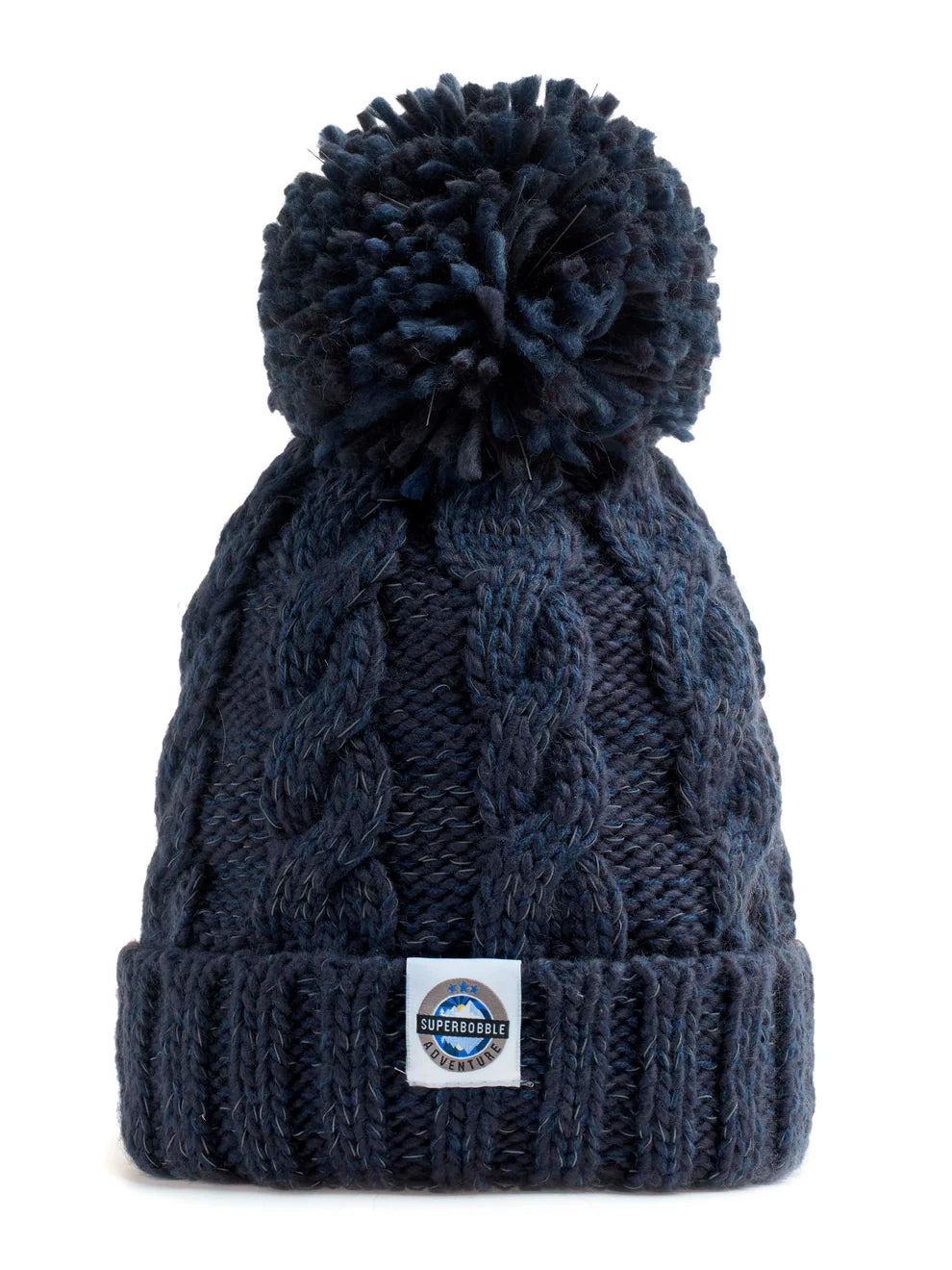 SuperBobble Deep Navy Cable Knit Hat