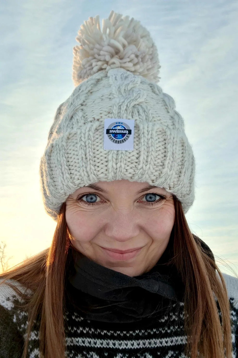 SuperBobble Oatmeal Cable Knit Hat