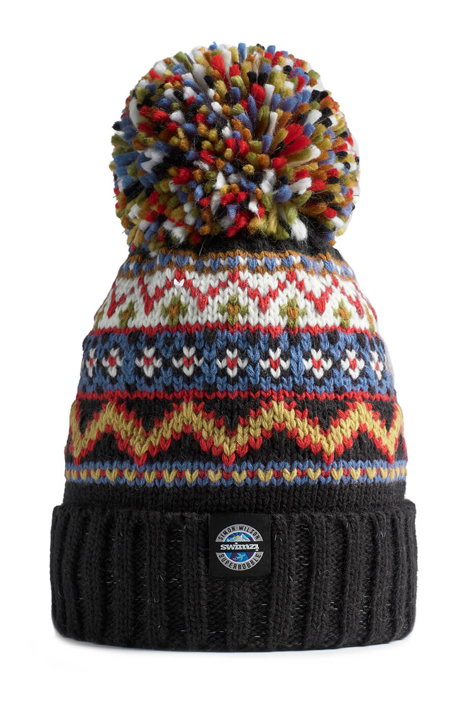 Swimzi Simon Wilson Fairisle Reflective Super Bobble Hat