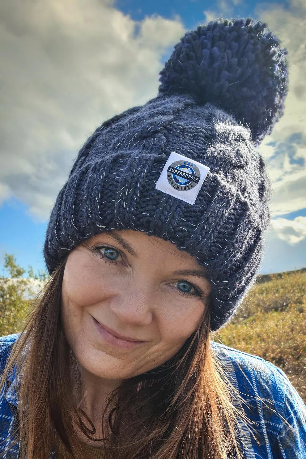 SuperBobble Deep Navy Cable Knit Hat