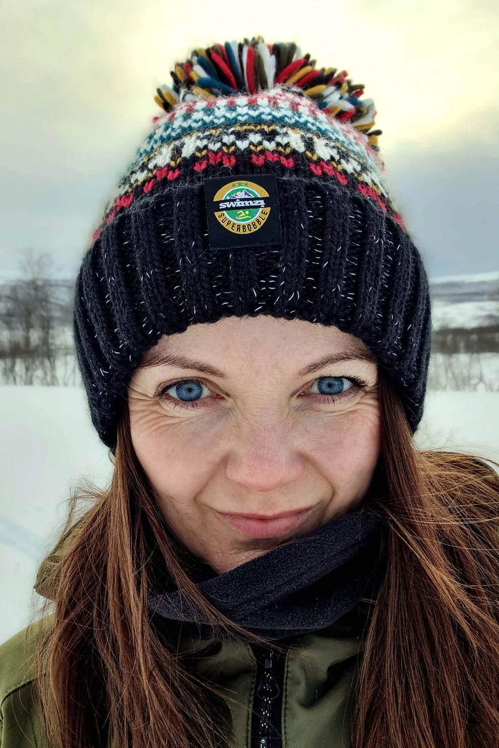 SuperBobble  Jet Black Nordic Knit Hat Swimzi