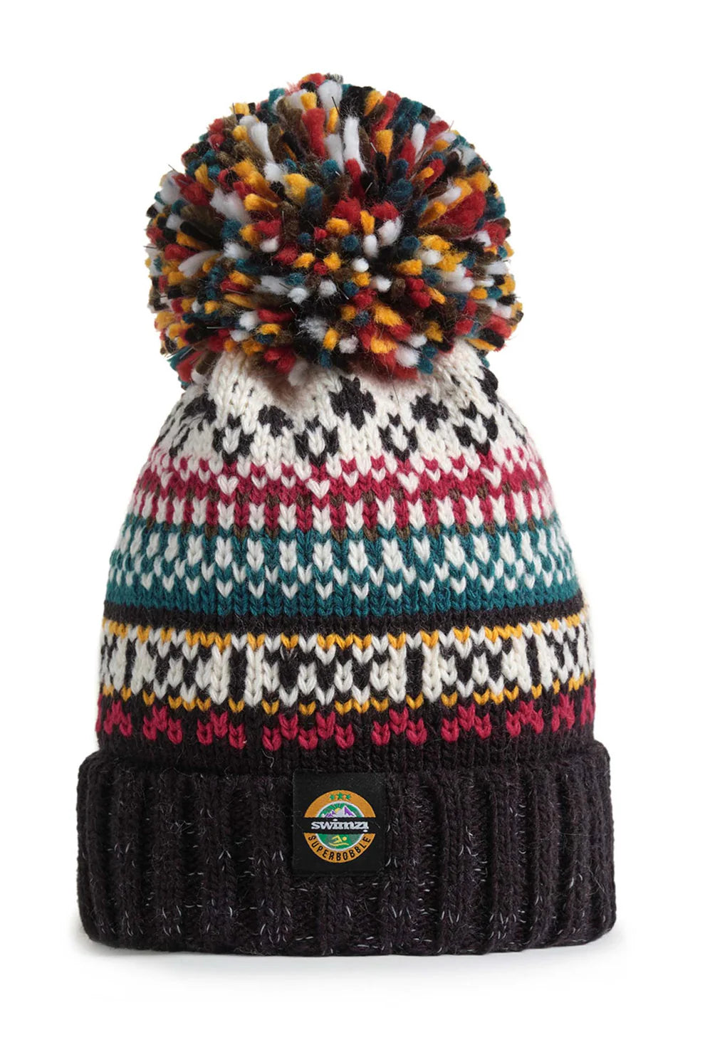 SuperBobble  Jet Black Nordic Knit Hat Swimzi