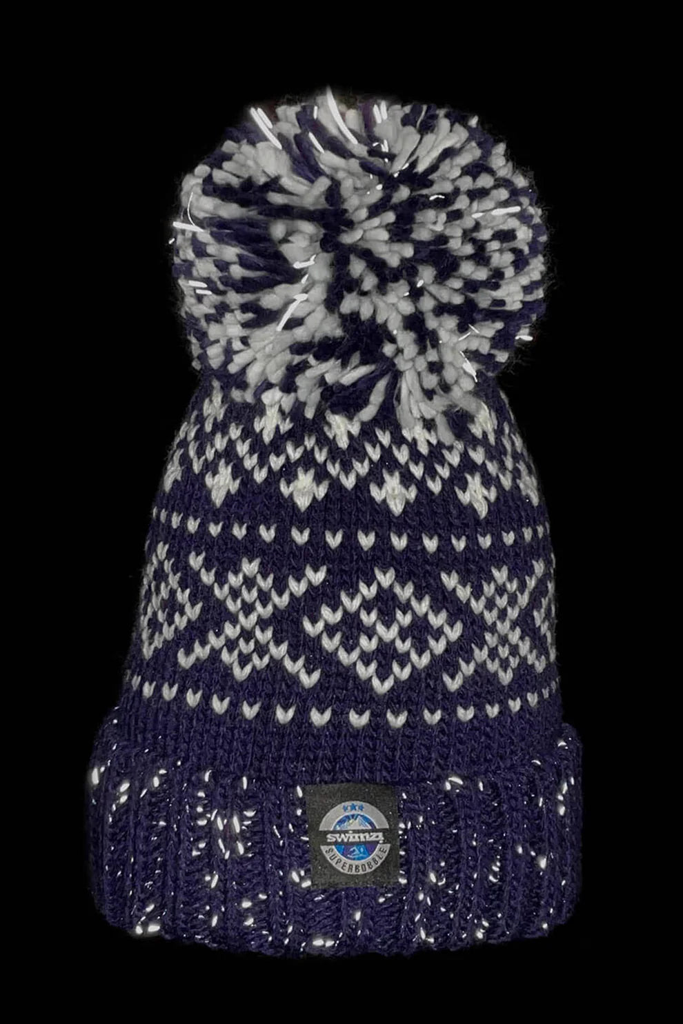 SuperBobble Navy Nordic Knit Hat