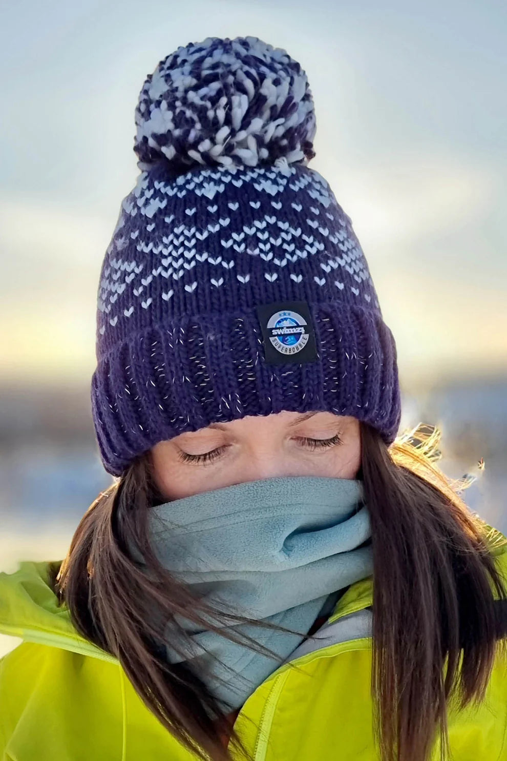 SuperBobble Navy Nordic Knit Hat