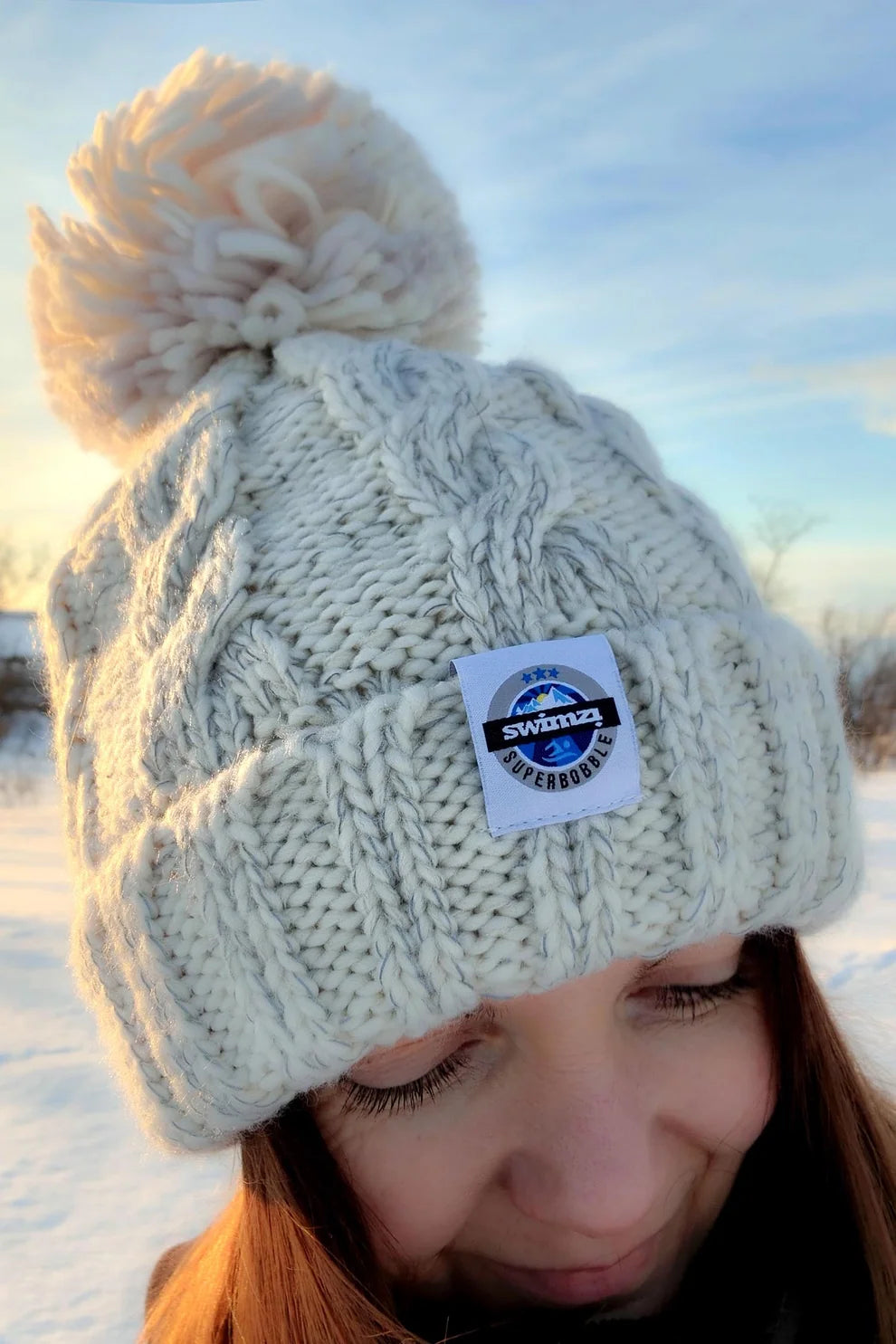 SuperBobble Oatmeal Cable Knit Hat