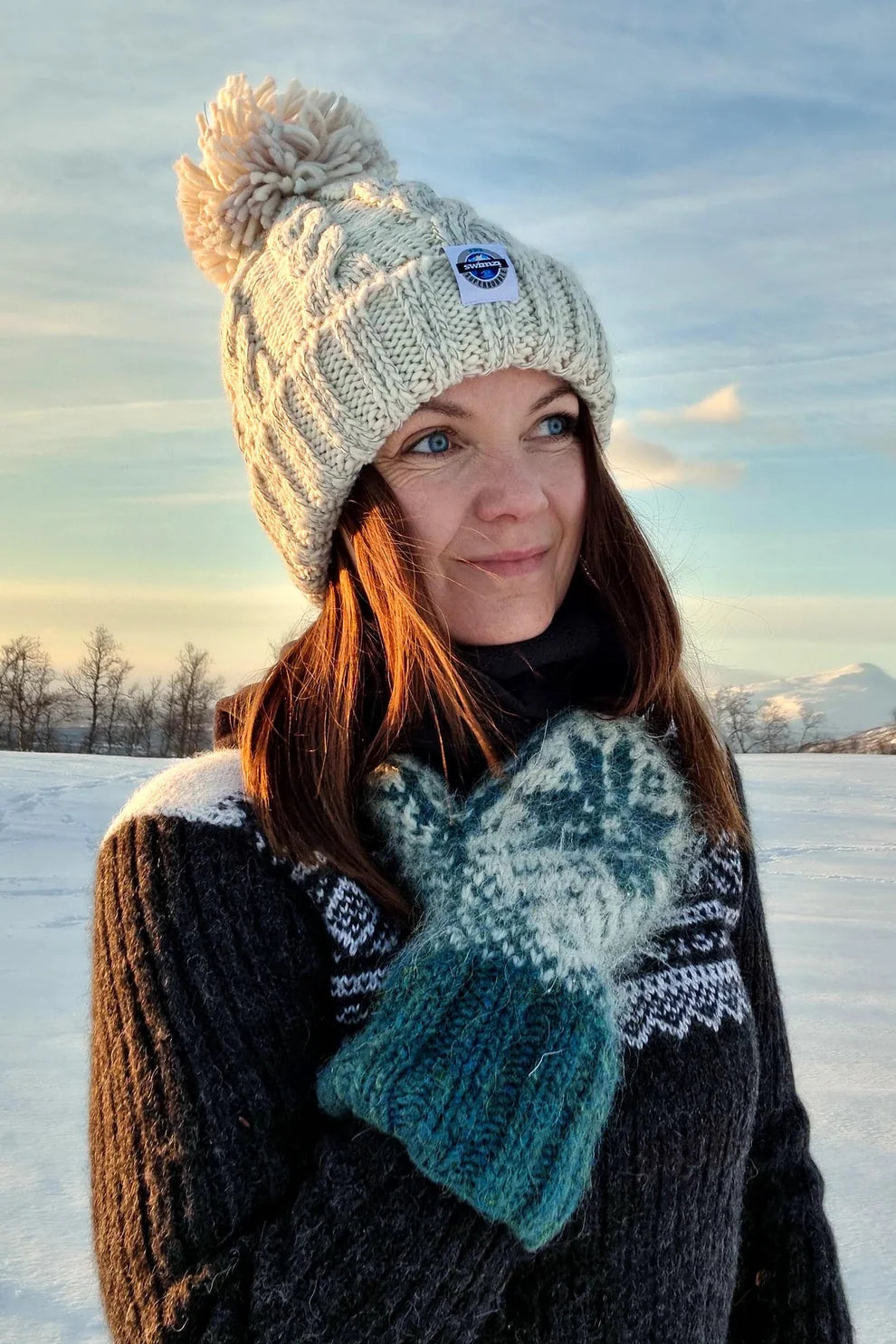 SuperBobble Oatmeal Cable Knit Hat