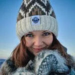 Andrea Hall Truffle Cream Zig-zag Super Bobble Hat